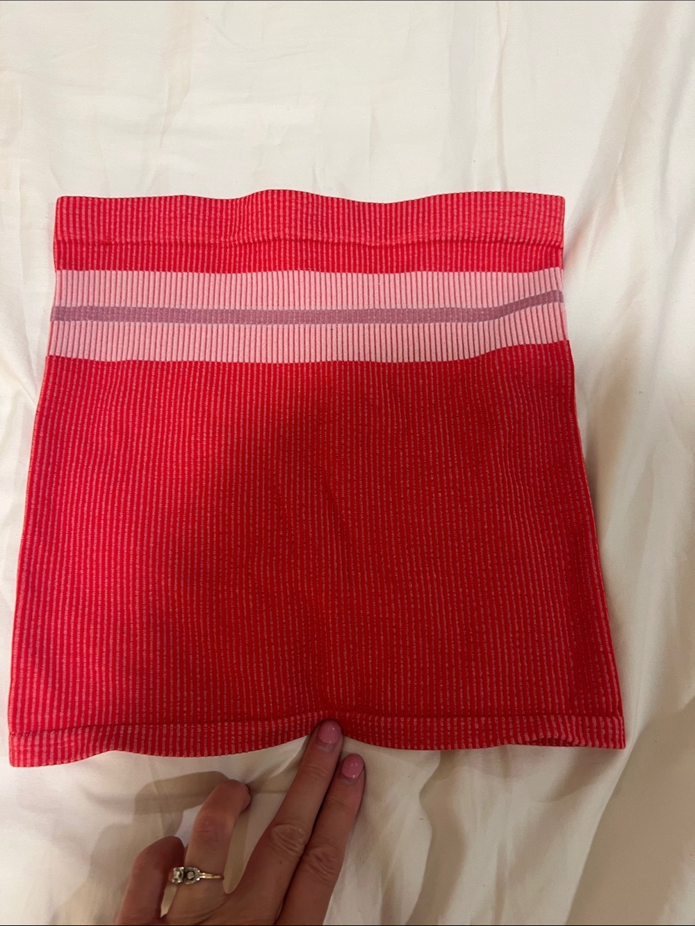 Urban outfitters Tube Top Red Ribbed with Pink Stripe